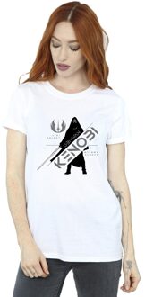 Star Wars Dames/Dames Obi-Wan Kenobi Jedi Knight Katoenen Vriendje T-shirt (Wit) - 2XL