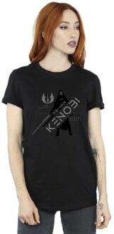 Star Wars Dames/Dames Obi-Wan Kenobi Jedi Knight Katoenen Vriendje T-shirt (Zwart)