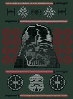 Star Wars Darth Vader Face Knit Christmas Hoodie - Forest Green - XXL