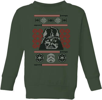 Star Wars Darth Vader Face Knit Kids' Christmas Jumper - Forest Green - 110/116 (5-6 jaar) - Forest Green - S