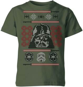 Star Wars Darth Vader Face Knit Kids' Christmas T-Shirt - Forest Green - 122/128 (7-8 jaar) - Forest Green - M
