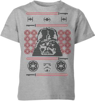 Star Wars Darth Vader Face Knit Kids' Christmas T-Shirt - Grey - 122/128 (7-8 jaar) - Grijs - M