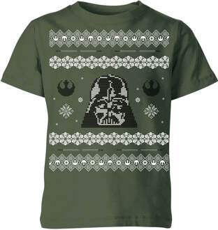 Star Wars Darth Vader Knit Kids' Christmas T-Shirt - Forest Green - 122/128 (7-8 jaar) - Forest Green - M
