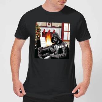 Star Wars Darth Vader Piano Spelend Kerst T-Shirt- Zwart - S