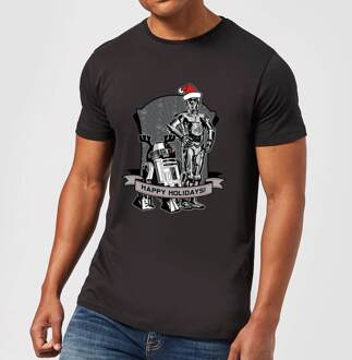 Star Wars Droids Happy Holidays Kerst T-Shirt- Zwart - L