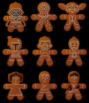 Star Wars Gingerbread Characters Women's Christmas T-Shirt - Black - S Zwart