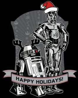 Star Wars Happy Holidays Droids Women's Christmas T-Shirt - Black - S Zwart