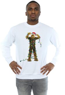 Star Wars Heren Chewbacca Kerstverlichting Sweatshirt (Wit) - maat 2XL