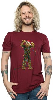 Star Wars Heren Chewbacca Kerstverlichting T-Shirt (Bourgondië) - maat 2XL Bourgogne