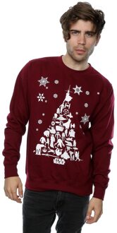 Star Wars Heren Kerstboom Sweatshirt (Bourgondië) Bourgogne