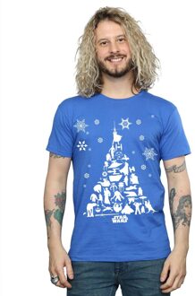 Star Wars Heren Kerstboom T-Shirt (Koningsblauw) - XL
