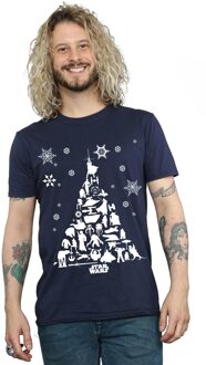 Star Wars Heren Kerstboom T-Shirt (Marineblauw) - maat Navy