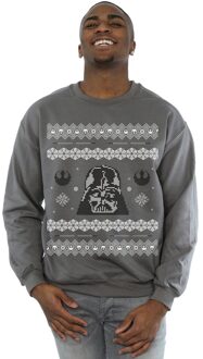 Star Wars Heren Kerstmis Darth Vader Fair Isle Sweatshirt (Houtskool) - 2XL