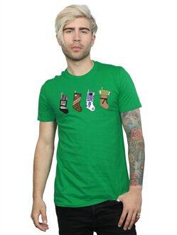 Star Wars Heren Kerstmis Kousen T-Shirt (Iers Groen) - maat M