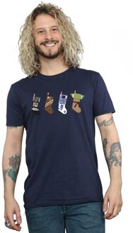 Star Wars Heren Kerstmis Kousen T-Shirt (Marineblauw) Navy - L