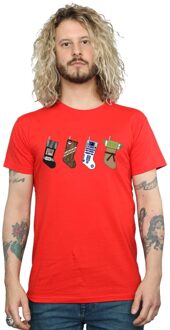 Star Wars Heren Kerstmis Kousen T-Shirt (Rood) - XL
