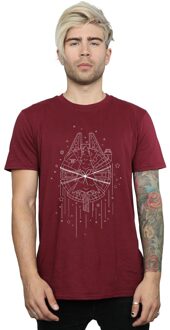 Star Wars Heren Millennium Falcon Kerstboom Levering T-Shirt (Bourgondië) Bourgogne - 2XL