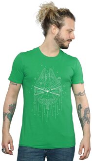 Star Wars Heren Millennium Falcon Kerstboom Levering T-Shirt (Iers Groen) - maat