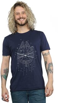 Star Wars Heren Millennium Falcon Kerstboom Levering T-Shirt (Marineblauw) Navy