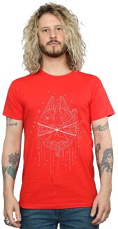 Star Wars Heren Millennium Falcon Kerstboom Levering T-Shirt (Rood) - S
