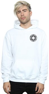 Star Wars Heren The Mandalorian Galactic Empire Insignia Breast Print Hoodie (Wit) - maat