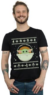 Star Wars Heren The Mandalorian Het Kind Kerst-T-shirt (Zwart)