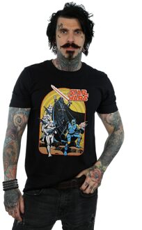 Star Wars Heren Vintage Stripscène T-shirt (Zwart)