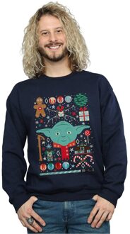 Star Wars Heren Yoda Kerst Sweatshirt (Marineblauw) Navy - L