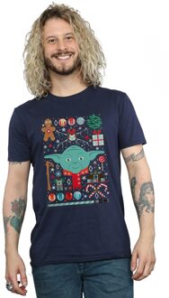 Star Wars Heren Yoda Kerstmis T-Shirt (Marineblauw) Navy - S