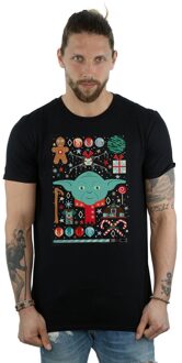 Star Wars Heren Yoda Kerstmis T-Shirt (Zwart) - 5XL