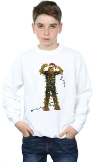 Star Wars Jongens Chewbacca Kerstverlichting Sweatshirt (Wit) - maat 7-8J / 122-128cm