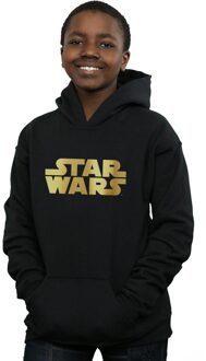 Star Wars Jongens Goud Logo Hoodie (Zwart) - maat 12-13J / 152-158cm