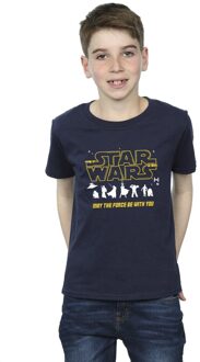 Star Wars Jongens Silhouetten Force T-Shirt (Marineblauw) - maat 3-4J / 98-104cm Navy