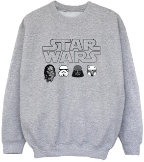 Star Wars Jongens Sweatshirt met Karakterhoofden (Sportgrijs) Lichtgrijs - 5-6J / 110-116cm