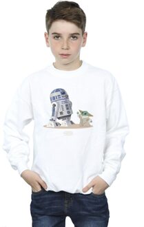 Star Wars Jongens The Mandalorian R2D2 en Grogu Sweatshirt (Wit) - maat 3-4J / 98-104cm