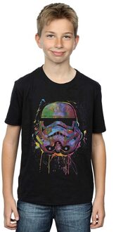 Star Wars Katoenen Stormtrooper T-shirt met verfspatten voor jongens (Zwart) - 5-6J / 110-116cm