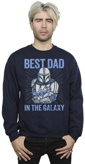 Star Wars Mandalorian Best Dad Galaxy Sweatshirt Heren (Marineblauw) - maat XL Navy