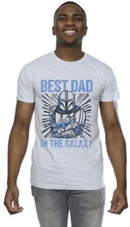 Star Wars Mandalorian Best Dad Galaxy T-shirt Heren (Sportgrijs) Lichtgrijs - 4XL