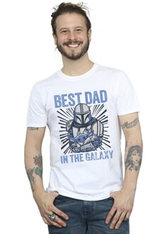 Star Wars Mandalorian Best Dad Galaxy T-shirt Heren (Wit) - 2XL