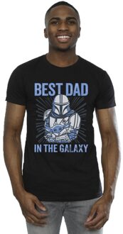 Star Wars Mandalorian Best Dad Galaxy T-shirt Heren (Zwart) - 5XL