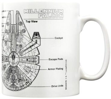 Star Wars Millennium Valk Schets Mok (Wit/zwart)