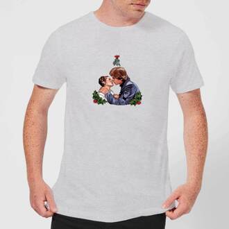Star Wars Mistletoe Kiss Kerst T-Shirt- Grijs - L