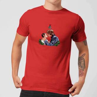 Star Wars Mistletoe Kiss Kerst T-Shirt- Rood - S - Rood