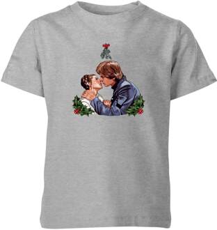 Star Wars Mistletoe Kiss Kids' Christmas T-Shirt - Grey - 122/128 (7-8 jaar) - Grijs