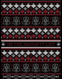 Star Wars On The Naughty List Pattern Dames kerst T-shirt - Zwart - L - Zwart