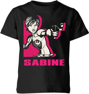 Star Wars Rebels Sabine Kids' T-Shirt - Black - 98/104 (3-4 jaar) - Zwart - XS