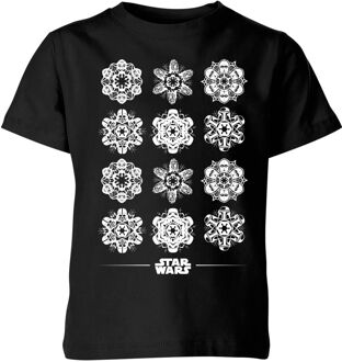 Star Wars Snowflake Kinder kerst T-shirt - Zwart - 122/128 (7-8 jaar) - M