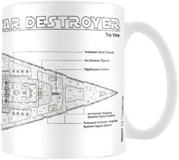 Star Wars Star Destroyer schets mok (Wit/zwart)