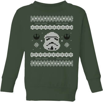 Star Wars Stormtrooper Knit Kids' Christmas Jumper - Forest Green - 110/116 (5-6 jaar)
