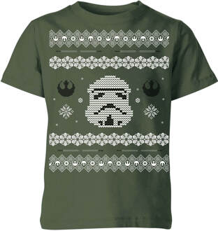 Star Wars Stormtrooper Knit Kids' Christmas T-Shirt - Forest Green - 122/128 (7-8 jaar) - Forest Green - M